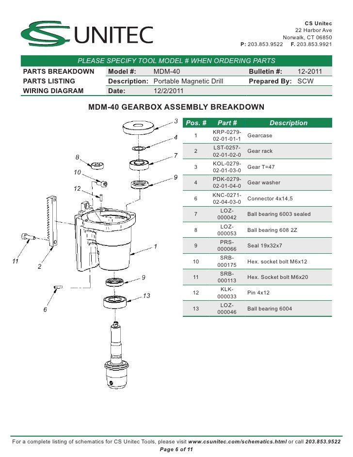 Cs Unitec Electric Magnetic Drills Schematic Mdm