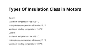 Motor Temperature Rise Class Chart.pdf Electric Motor and its types and working principle | PPTX