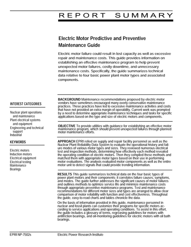 Electric motor predictive and preventive maintenance guide | PDF