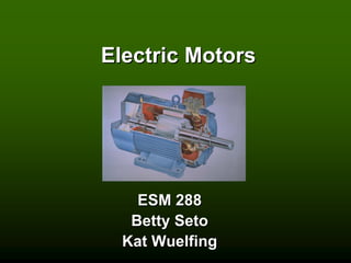 Electric MotorsElectric Motors
ESM 288ESM 288
Betty SetoBetty Seto
Kat WuelfingKat Wuelfing
 