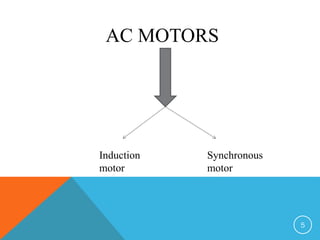 AC MOTORS
Induction
motor
Synchronous
motor
5
 