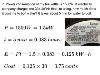 Electric power - Energy Consumption Cost | PPT