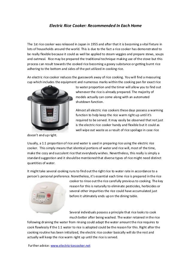 Electric Rice Cooker In Each Home