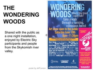 THE
WONDERING
WOODS
G
poster by Jeff Larson
Shared with the public as
a one night installation,
enjoyed by Electric Sky
pa...