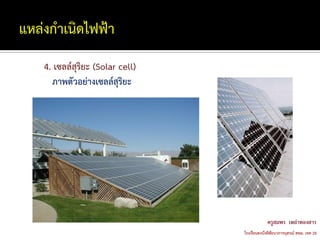 4. เซลล์สุริยะ (Solar cell)
   ภาพตัวอย่างเซลล์สุริยะ
 