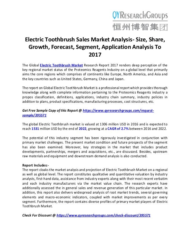 Electric Toothbrush Sales Market analysis size, share, growth, forecast