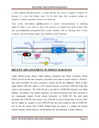 ELECTRIC TRACTION IN RAILWAYS
DEPT. OF ELECTRICAL AND ELECTRONICS Page10
a safety appliance, fail-safe operation is crucia...