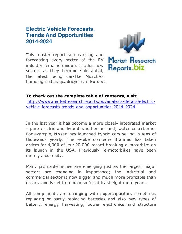 Electric Vehicle Forecasts, Trends And Opportunities 20142024 Top