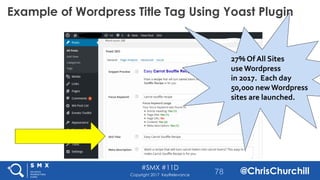 #SMX #11D
@ChrisChurchillCopyright 2017 KeyRelevance
Example of Wordpress Title Tag Using Yoast Plugin
27% Of All Sites
us...