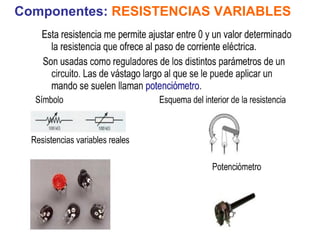 Componentes:   RESISTENCIAS VARIABLES 