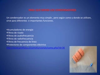 Tipos de circuitos integradosCIRCUITOS MONOLITICOS:ESTAN FABRICADOS EN UN SOLO MONOCRISTAL, HABITUALMENTE DE SILICIO, PERO TAMBIEN EXISTEN DE  ARSENIURO DE GALIO, GERMANIO , SILICIO-GERMANIO.LOS TIPOS COMERCIALMENTE DISPONIBLES SE PUEDEN UTILIZAR COMO AMPLIFICADORES, REGULADORES DE VOLTAJE, CONMUTADORES, RECEPTORES DE AM, CIRCUITOS DE TELEVISIÓN Y CIRCUITOS DE COMPUTADORA. CIRCUITOS HIBRIDOS DE CAPA FINA:SON MUY SIMILARES A LOS CIRCUITOS MONOLÍTICOS, PERO, ADEMÁS, CONTIENEN COMPONENTES DIFÍCILES DE FABRICAR CON TECNOLOGÍA MONOLÍTICA.CIRCUITOS HIBRIDOS DE CAPA GRUESA:SUELEN CONTENER CIRCUITOS MONOLITICOS  SIN CAPSULA, COMO TRANSISTORES, DIODOS,ETCLOS CI HÍBRIDOS SON AMPLIAMENTE USADOS EN APLICACIONES DE AUDIO EN POTENCIA ALTA, DE 5 W A MAS DE 50 W.MARCELA,JENNIFER,ANGELICA