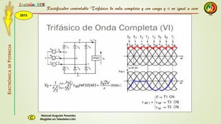 2015
Instala BER
Manuel Augusto Pesantez
Magister en TeledetecciónC
ELECTRÓNICADEPOTENCIA
1
Rectificador controlable Trifásico de onda completa y con carga y α no igual a cero
 