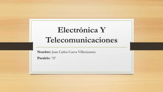 Electrónica Y
Telecomunicaciones
Nombre: Juan Carlos Cueva Villavicencio
Paralelo: “A”
 