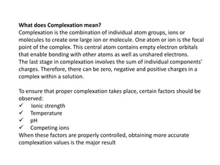 Complexation Example Electro chemistry | PPTX