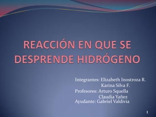 Integrantes: Elizabeth Inostroza R.
Karina Silva F.
Profesores: Arturo Squella
Claudia Yañez
Ayudante: Gabriel Valdivia
1
 