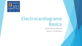 Electrocardiograma
Basica
Lorena Racines Valencia
Interna 11vo Semestre
 