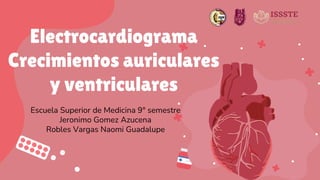 Electrocardiograma
Crecimientos auriculares
y ventriculares
Escuela Superior de Medicina 9° semestre
Jeronimo Gomez Azucena
Robles Vargas Naomi Guadalupe
 