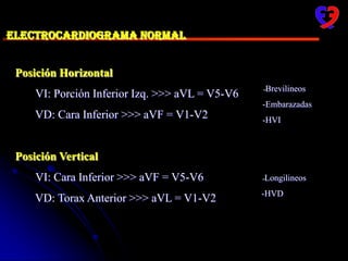 ROTACIONES DEL CORAZONHORARIAGiro según manecillas del reloj.Observando al corazón Desde la punta.Invasión del precordio por cavidades derechasANTIHORARIATodo lo contrario.Osea la imagen epicárdica queda confinada al ventrículo izquierdo.