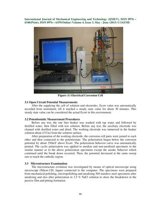 Electrochemical measurements of anodizing stainless steel type aisi | PDF