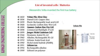 List of invented cells / Batteries
Alessandro Volta invented the first true battery
 