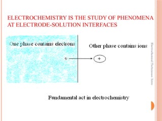 Electrochemical
Techniques_Intro
ELECTROCHEMISTRY IS THE STUDY OF PHENOMENA
AT ELECTRODE-SOLUTION INTERFACES
 