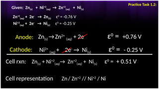 Anode Rxn Example ELECTROCHEMISTRY for engineerings and scientist | PPTX