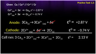 Anode Rxn Example ELECTROCHEMISTRY for engineerings and scientist | PPTX