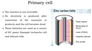 Primary Cell Example Electrochemistry Lec 6.pdf Electrochemical cellls | PDF