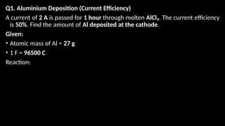 Electrolysis Calculations: Aluminium and Copper Deposition with Current ...
