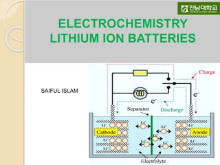 ELECTROCHEMISTRY
LITHIUM ION BATTERIES
SAIFUL ISLAM
 