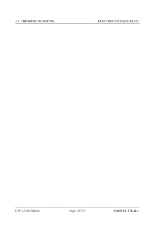 3.5. THÉORÈME DE NORTON : ÉLECTROCINÉTIQUE-M.P.S.I
CPGE/Béni Mellal Page -24/73- -SAID EL FILALI-
 