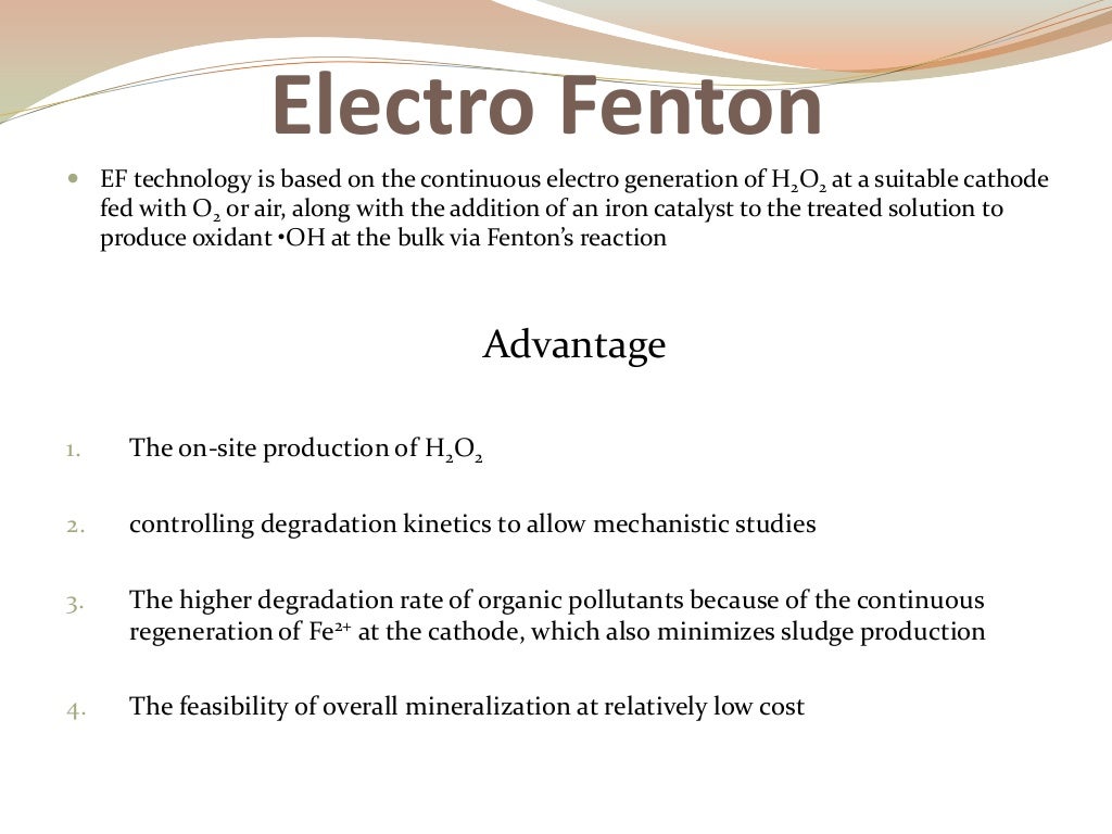 introduction and advancement Electro fenton processes for waste water…