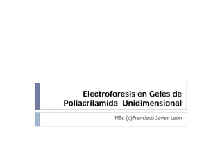 Electroforesis en Geles de
Poliacrilamida Unidimensional
             MSc (c)Francisco Javier León
 