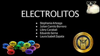 ELECTROLITOS
● Stephania Arteaga
● Julian Camilo Borrero
● Libny Carabali
● Eduardo Serna
● Laura Isabell Zapata
 