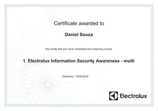 Electrolux information security awareness certificate