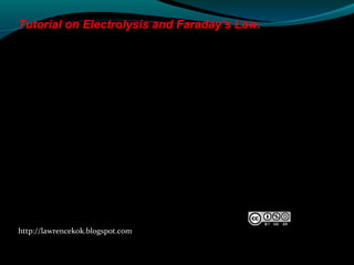 http://lawrencekok.blogspot.com
Prepared by
Lawrence Kok
Tutorial on Electrolysis and Faraday’s Law.
 