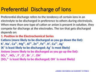 Electrolysis I in Chemistry for O' level | PPTX