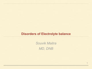 Disorders of Electrolyte balance
Souvik Maitra
MD, DNB
1
 