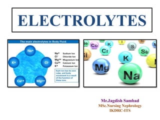 ELECTROLYTES
Mr.Jagdish Sambad
MSc.Nursing Nephrology
IKDRC-ITS
 