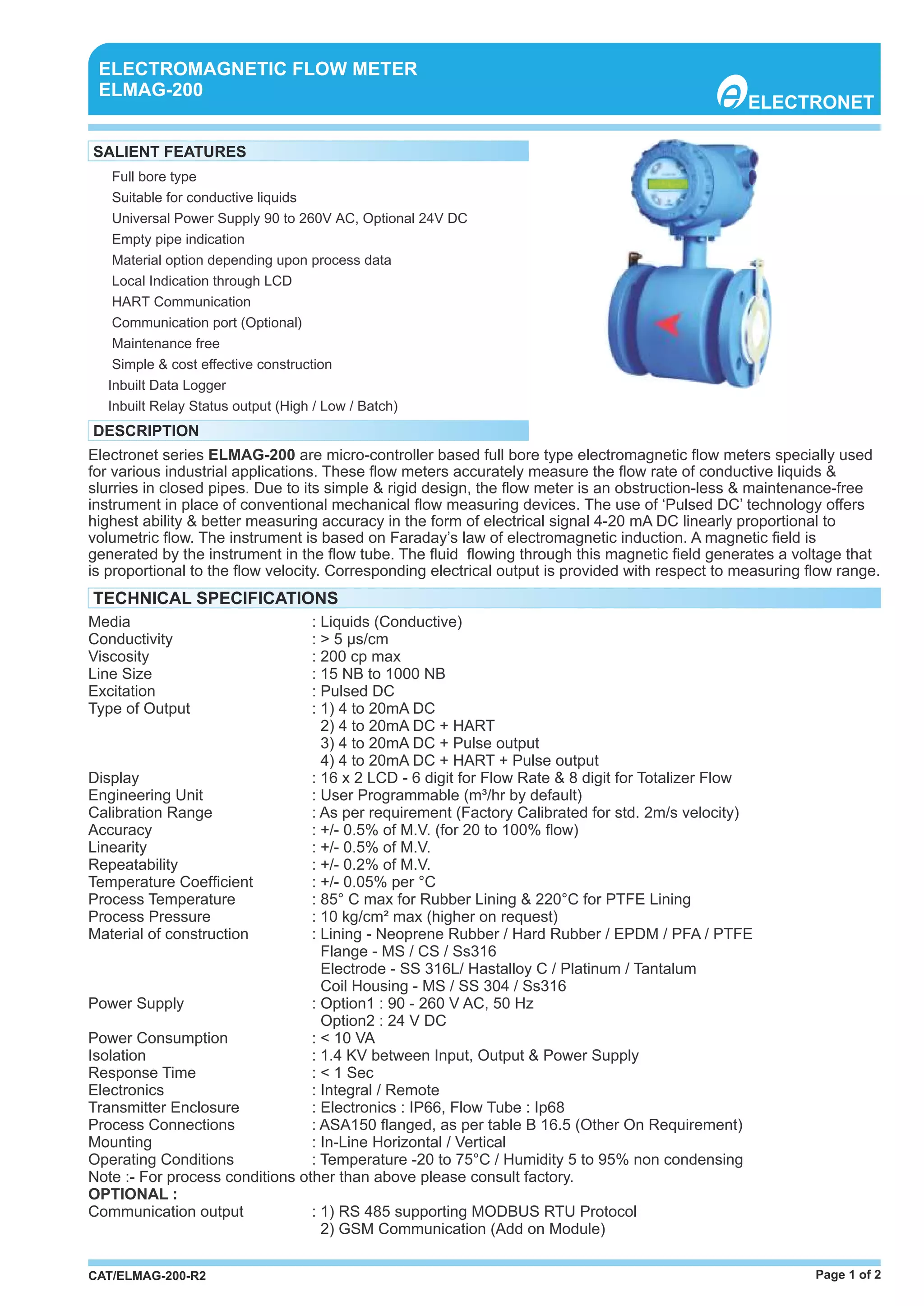 Flow Meter ELMAG 200 PDF