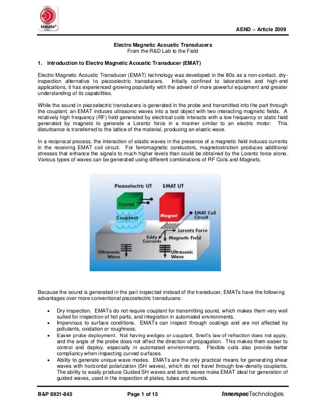 Electro Magnetic Acoustic Transducers