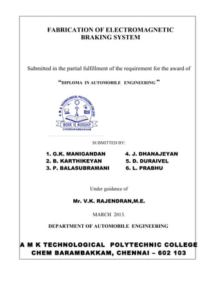 Electromagnetic brake solenoid coil 2014 | DOC