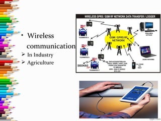 .
• Wireless
communication
 In Industry
 Agriculture
 