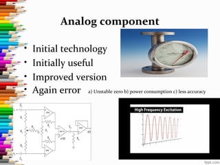 Analog component
• Initial technology
• Initially useful
• Improved version
• Again error a) Unstable zero b) power consumption c) less accuracy
 