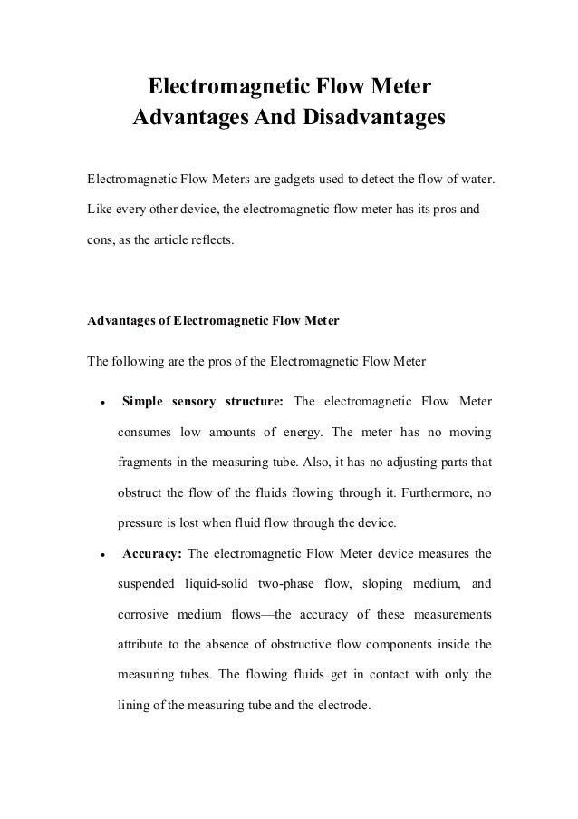 flow meter advantages and disadvantages