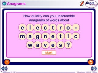 © Boardworks Ltd 2006
23 of 24
Anagrams
 