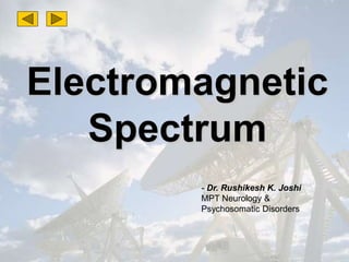 Electromagnetic
Spectrum
- Dr. Rushikesh K. Joshi
MPT Neurology &
Psychosomatic Disorders
 