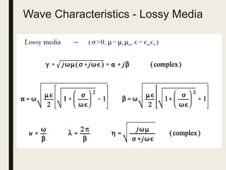 Wave Characteristics - Lossy Media
 