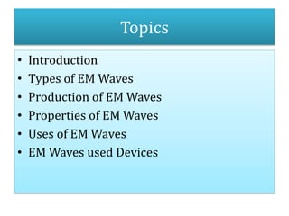 Emwave Types Electromagnetic waves | PPTX