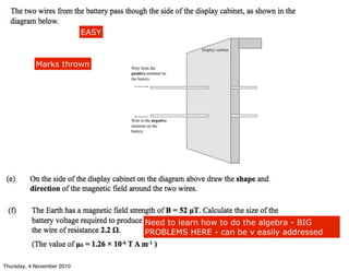 Need to learn how to do the algebra - BIG
PROBLEMS HERE - can be v easily addressed
Marks thrown
EASY
Thursday, 4 November 2010
 